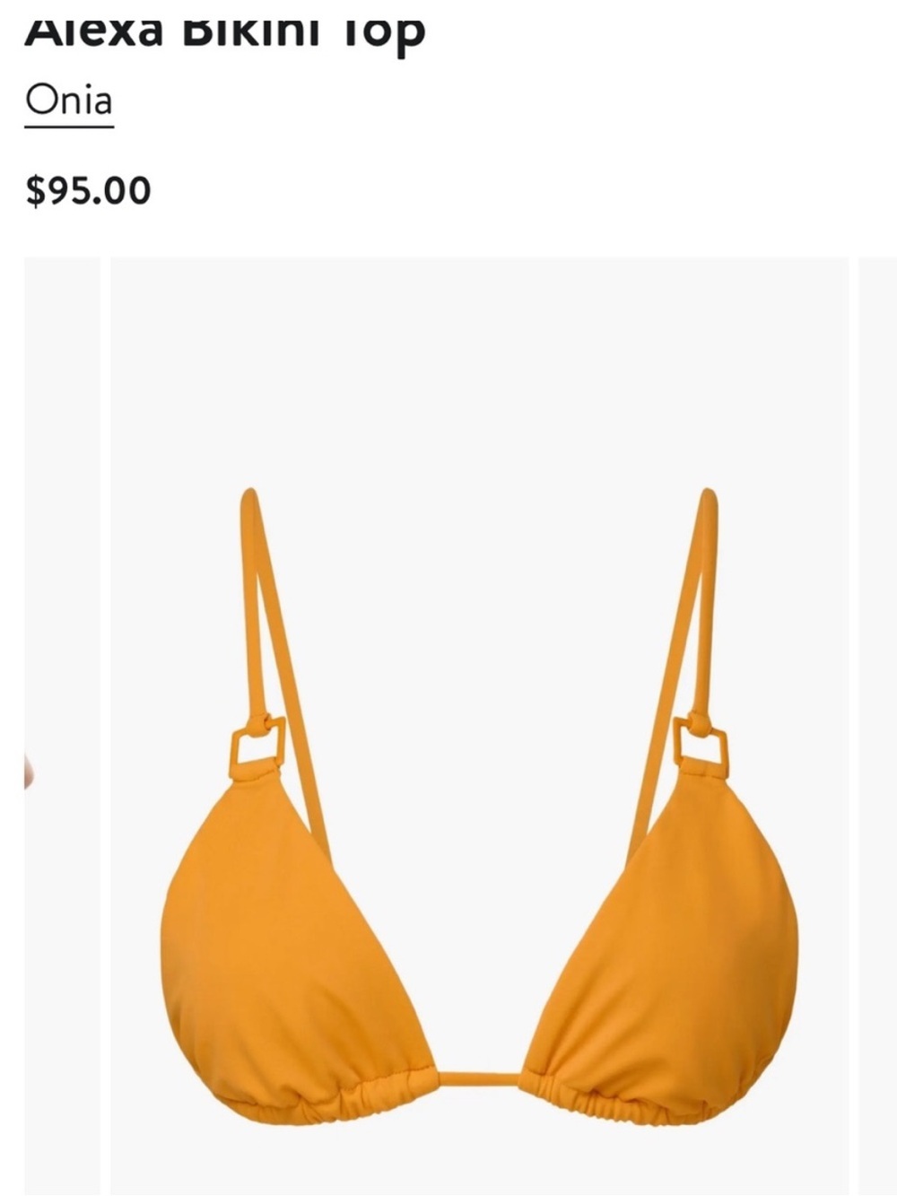 Onia Bikini Top Kate in Apricot NWT Size Medium